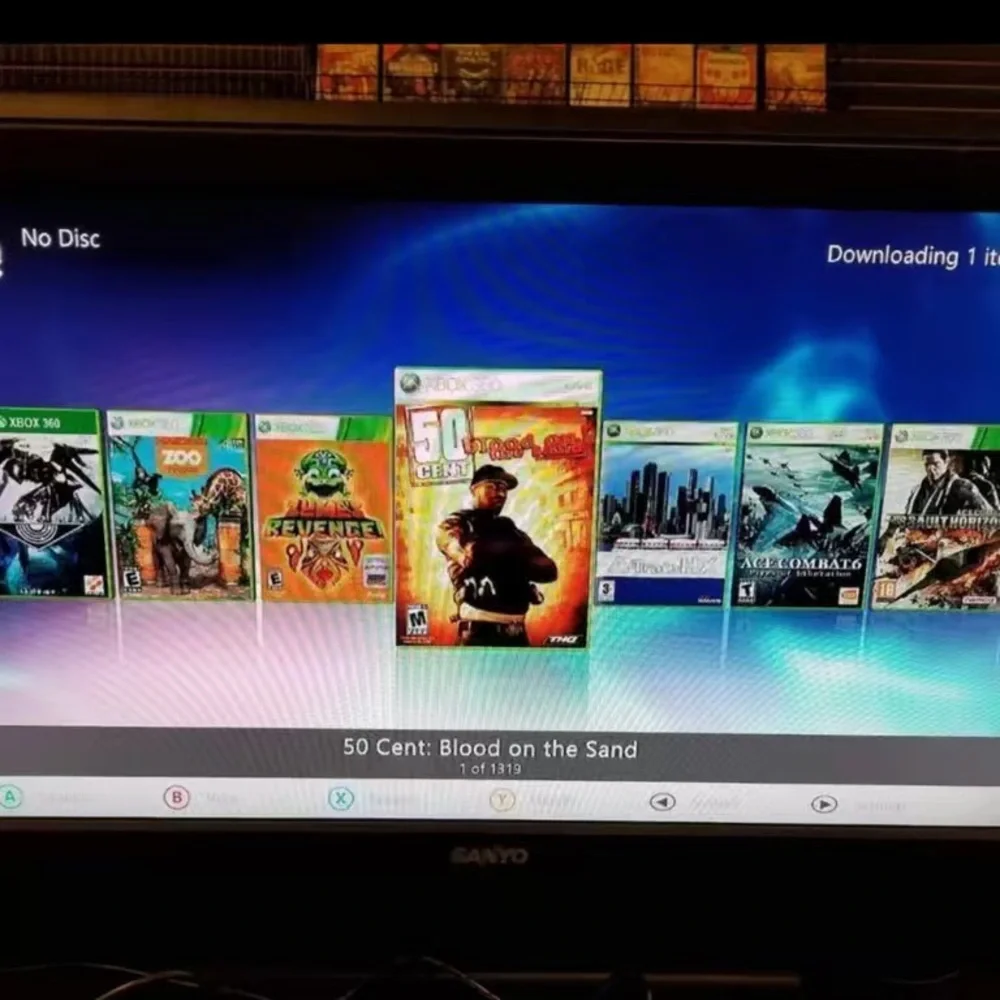 Xbox 360 Console with Blue Controller and Seagate Hard Drive